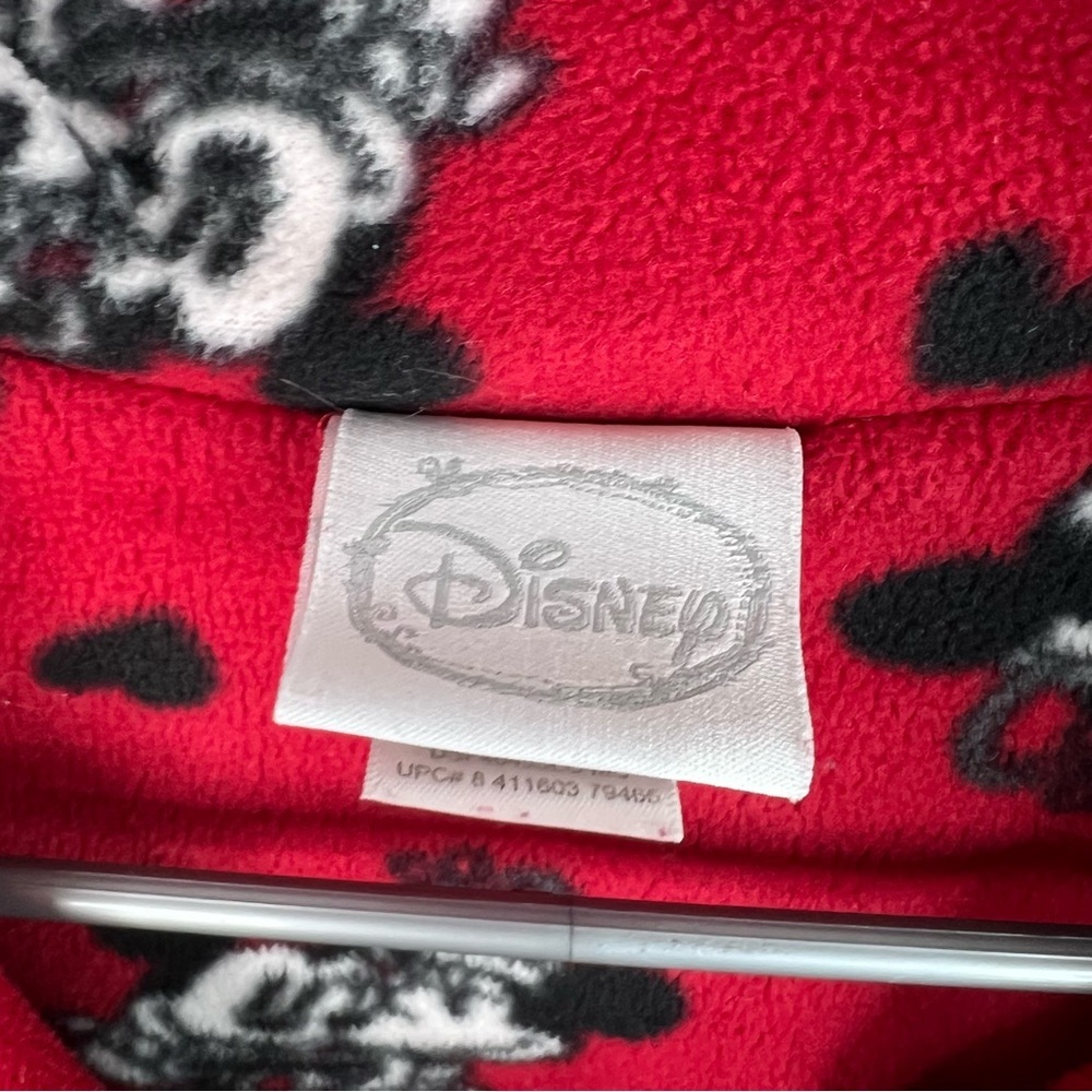 Disney button up fleece hearts love soft Red Pajama Top with Mickey and Minnie - Picture 7 of 10